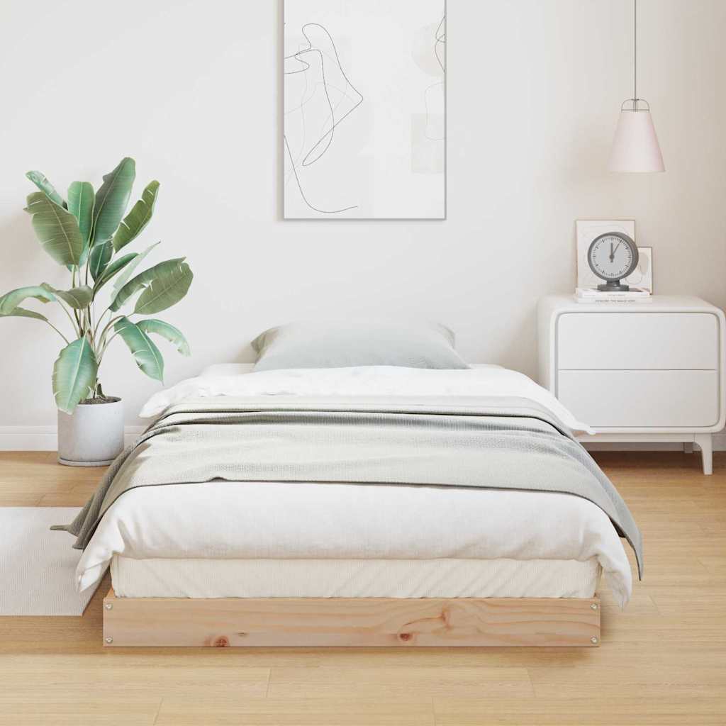Bodenbettrahmen Natur 90 x 220 cm Massives Kiefernholz