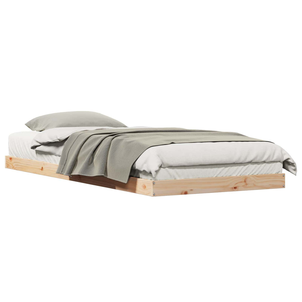 Bodenbettrahmen Natur 90 x 220 cm Massives Kiefernholz