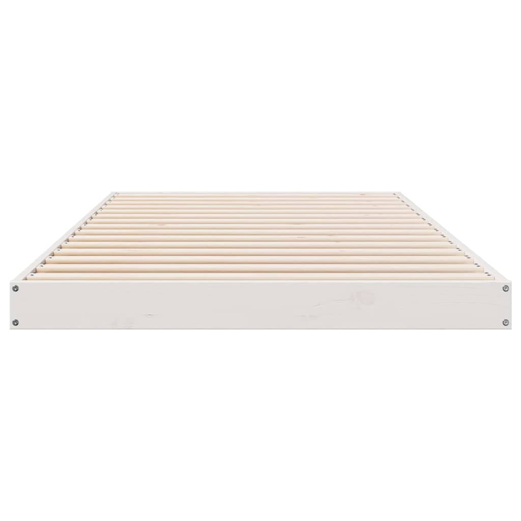 Bodenbettrahmen Weiß 90 x 220 cm Massives Kiefernholz