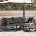 Gartenmöbel mit Kissen 3 Stück Schwarz und Anthrazit Metall