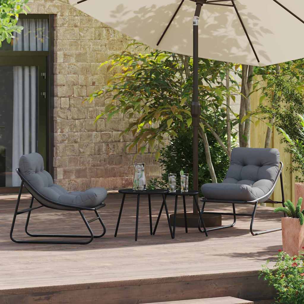 gartenmöbel mit Kissen 2 pcs Schwarz 60,5 x 81 x 71 cm