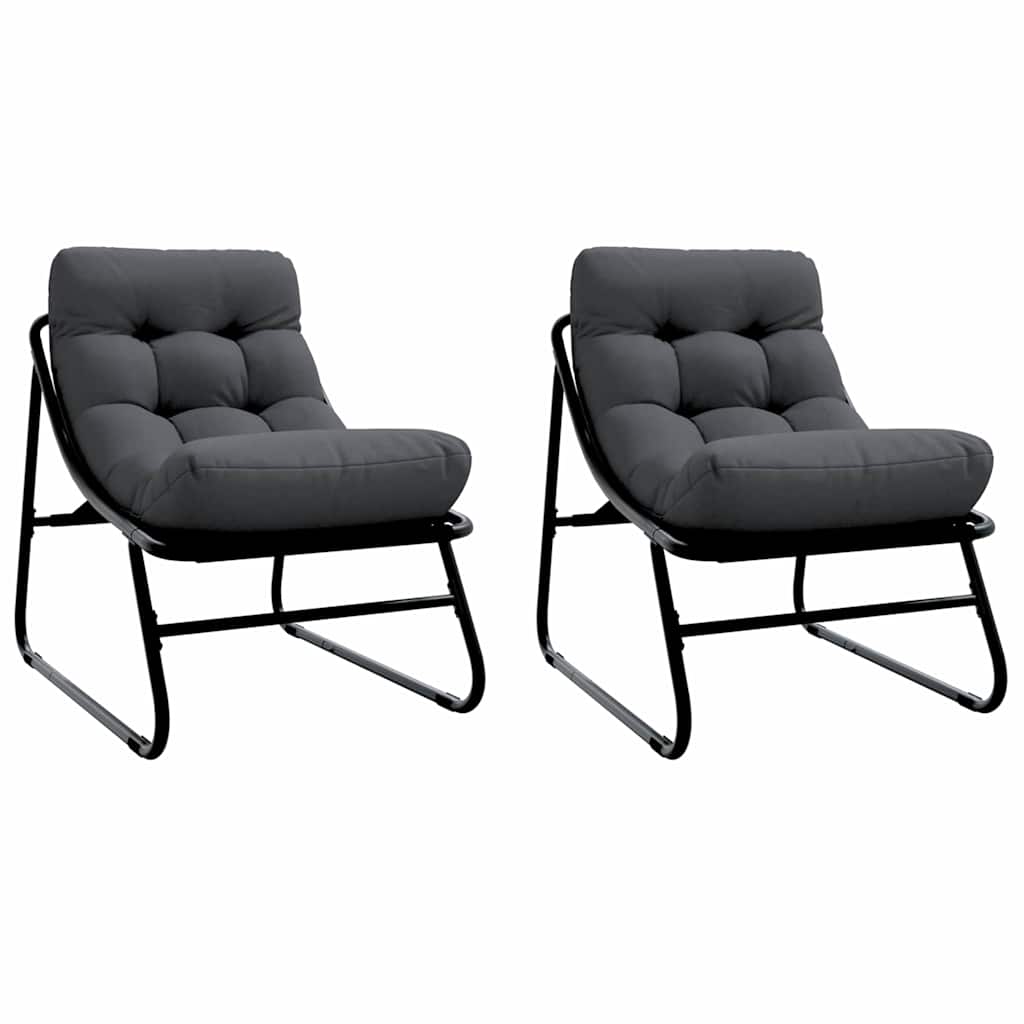 gartenmöbel mit Kissen 2 pcs Schwarz 60,5 x 81 x 71 cm