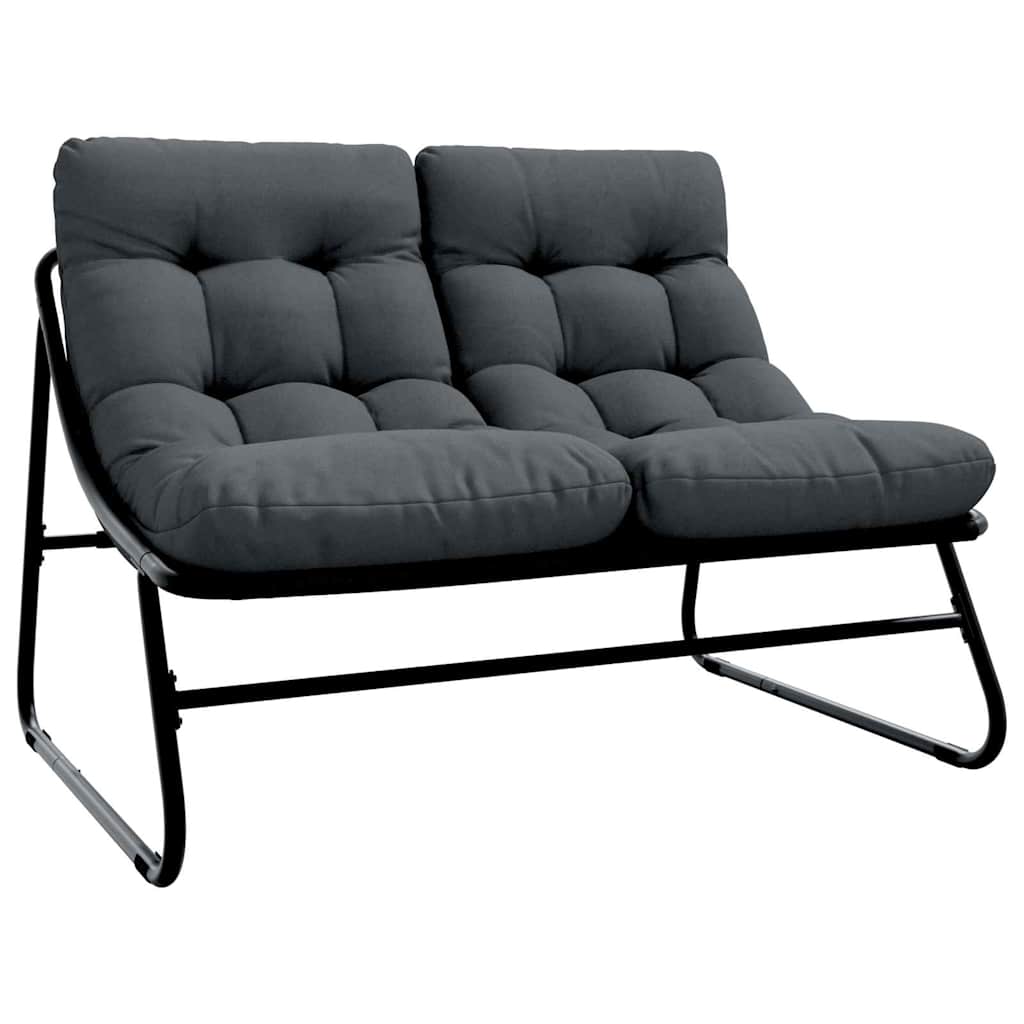 gartenmöbel mit Kissen 3 pcs Schwarz Pulverbeschichteter Stahl