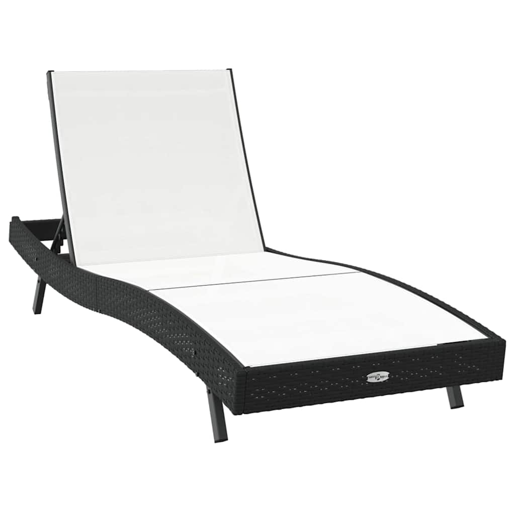 Sonnenliege Schwarz und Weiß 197 x 70 x 82 cm Poly-Rattan