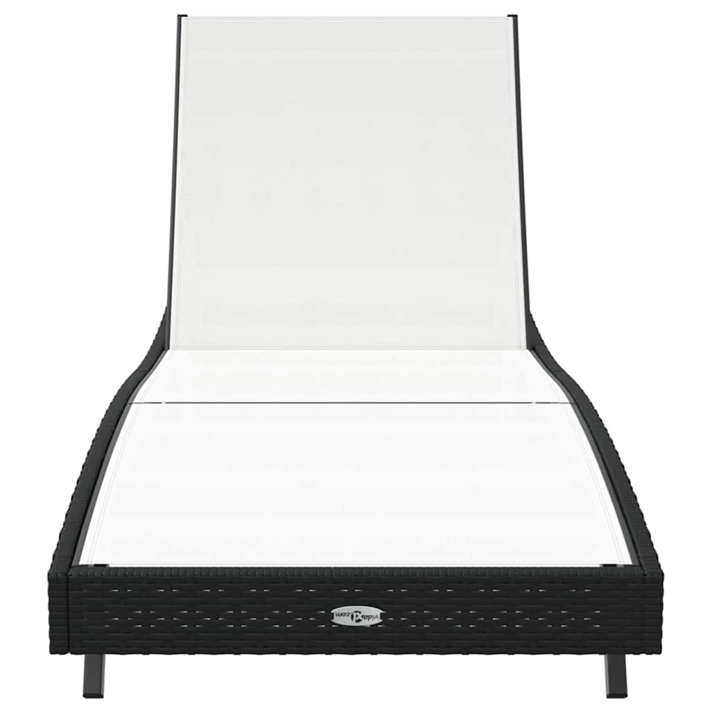 Sonnenliege Schwarz und Weiß 197 x 70 x 82 cm Poly-Rattan