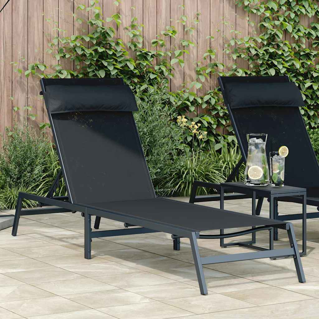 Sonnenliege Schwarz und Anthrazit 197 x 54 x 86 cm Stahl