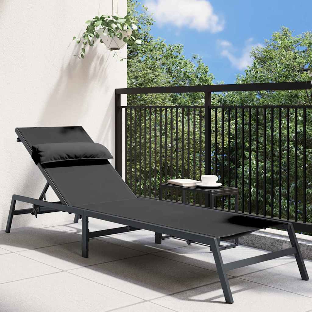 Sonnenliege Schwarz und Anthrazit 197 x 54 x 86 cm Stahl