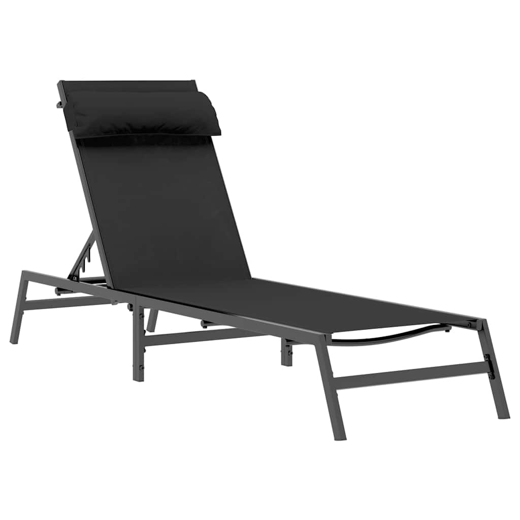 Sonnenliege Schwarz und Anthrazit 197 x 54 x 86 cm Stahl