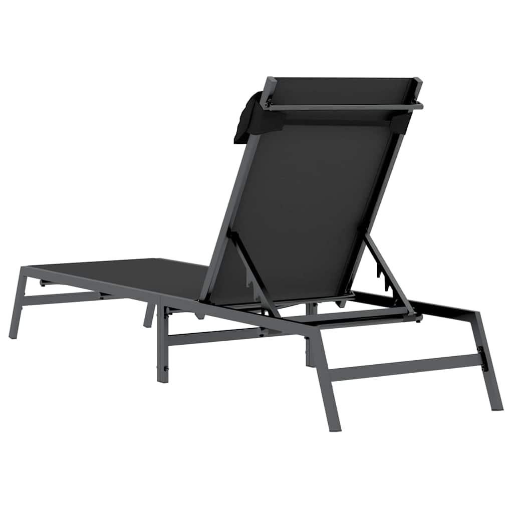 Sonnenliege Schwarz und Anthrazit 197 x 54 x 86 cm Stahl