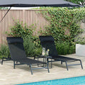 Sonnenliegen 2-Person 3 pcs Schwarz und Anthrazit Stahl