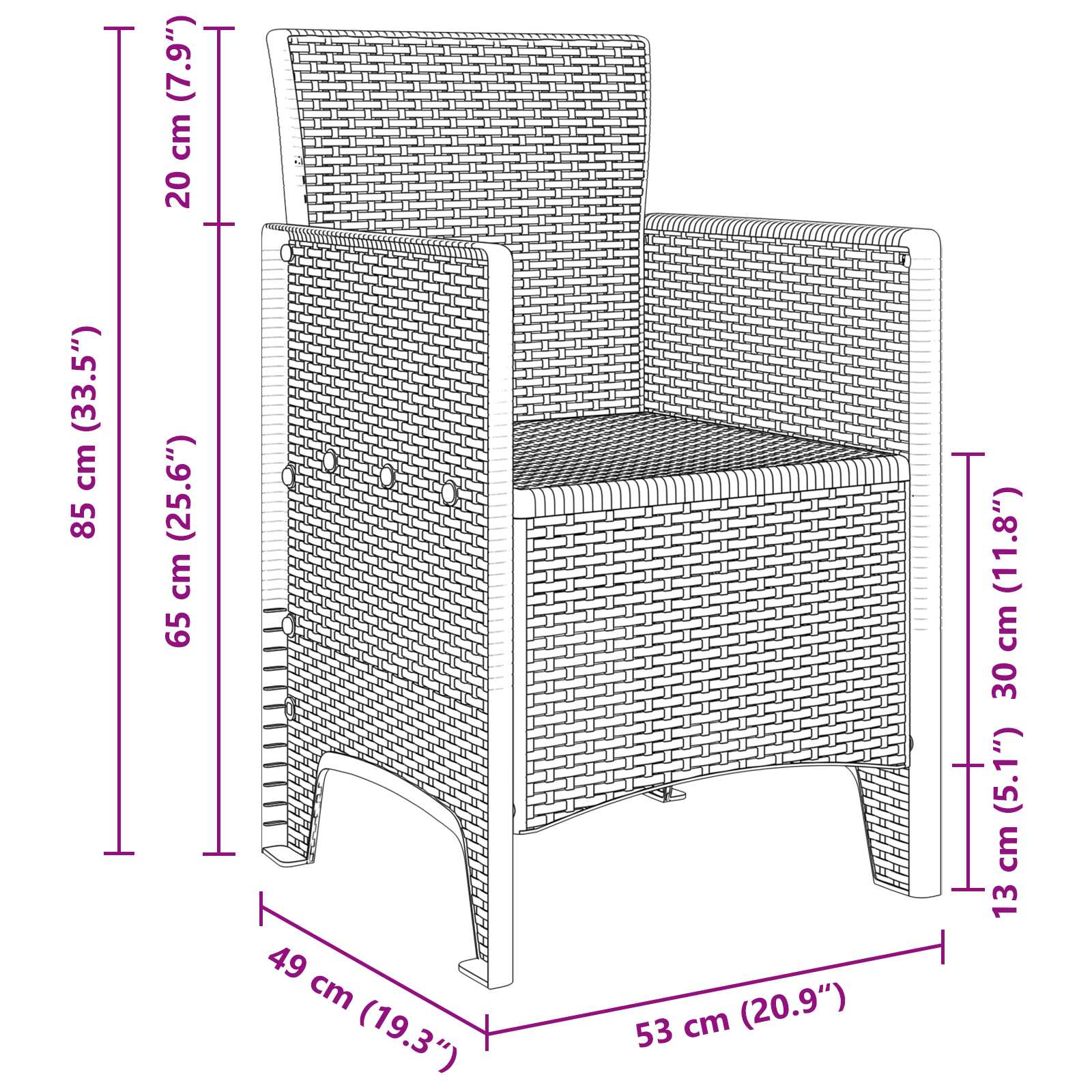 Gartenstuhl 2 pcs Anthrazit 53 x 49 x 85 cm Polypropylen
