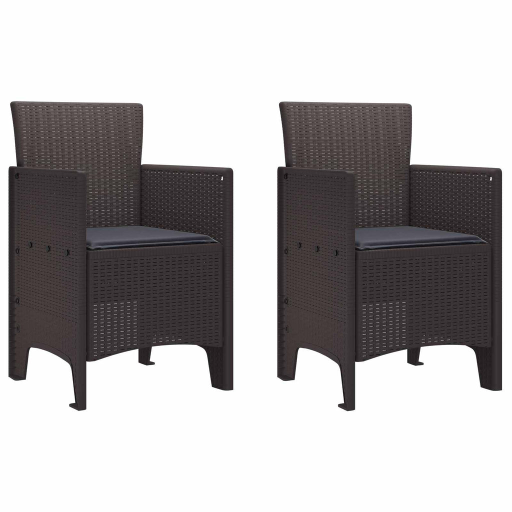 Gartenstuhl mit Kissen 2 pcs Braun 53 x 49 x 85 cm Polypropylen