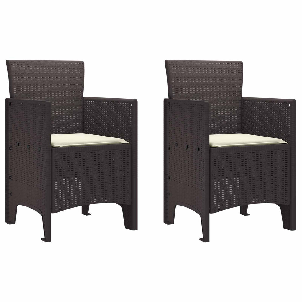 Gartenstuhl mit Kissen 2 pcs Braun 53 x 49 x 85 cm Polypropylen
