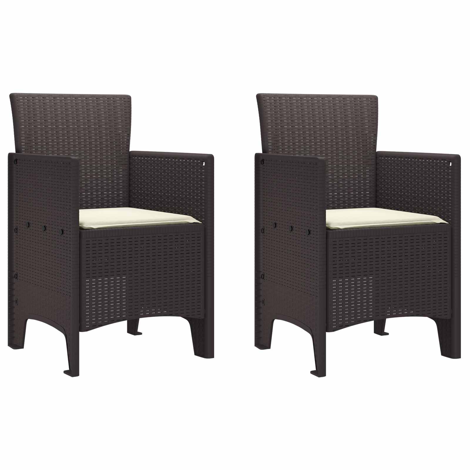 Gartenstuhl mit Kissen 2 pcs Braun 53 x 49 x 85 cm Polypropylen