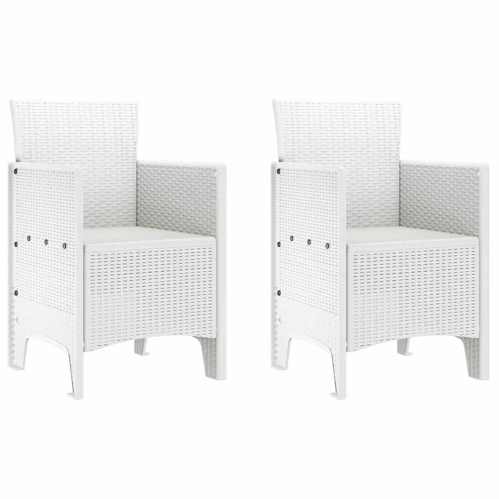 Gartenstuhl mit Kissen 2 pcs Weiß 53 x 49 x 85 cm Polypropylen
