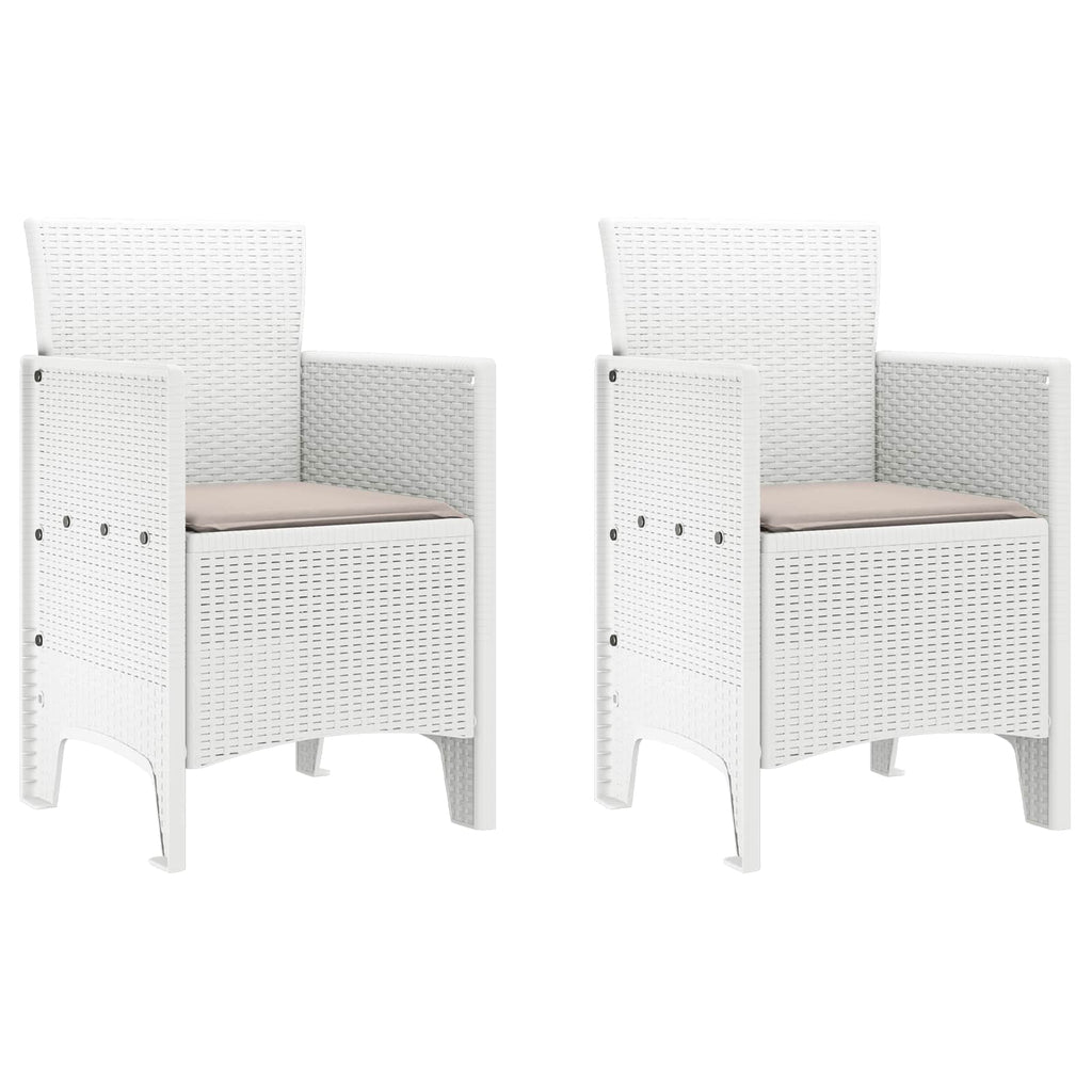 Gartenstuhl mit Kissen 2 pcs Weiß 53 x 49 x 85 cm Polypropylen