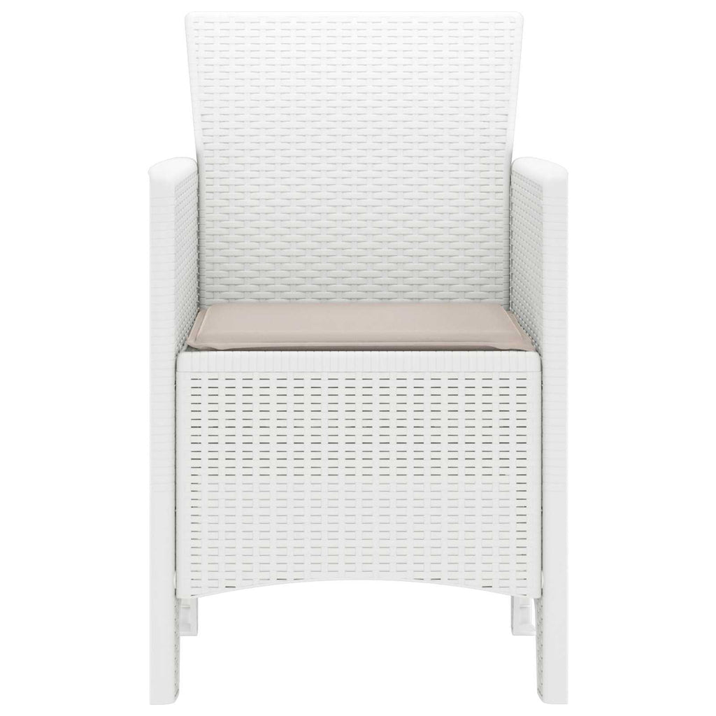 Gartenstuhl mit Kissen 2 pcs Weiß 53 x 49 x 85 cm Polypropylen