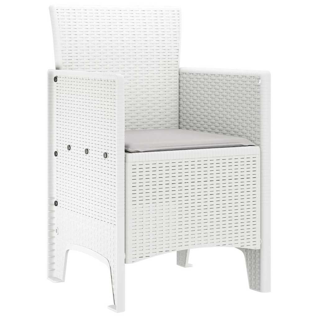 Gartenstuhl mit Kissen 2 pcs Weiß 53 x 49 x 85 cm Polypropylen