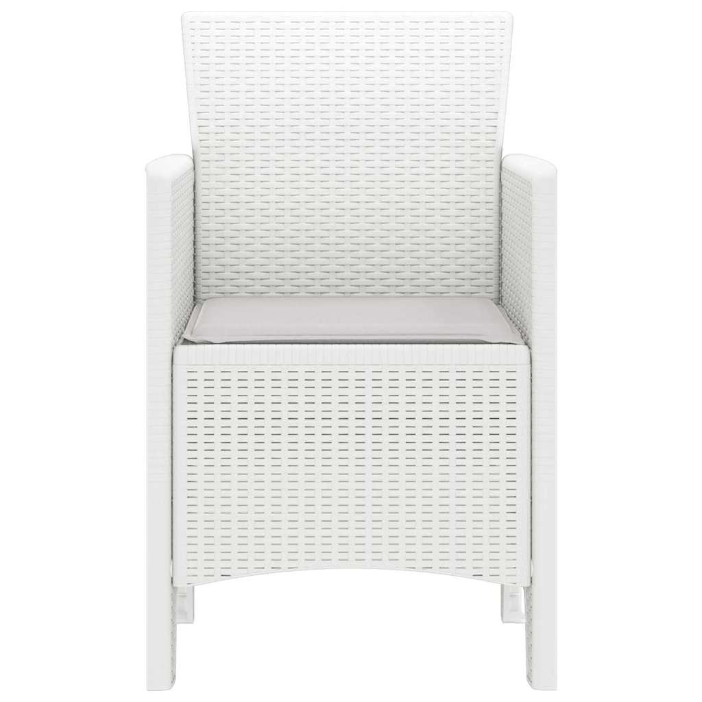 Gartenstuhl mit Kissen 2 pcs Weiß 53 x 49 x 85 cm Polypropylen