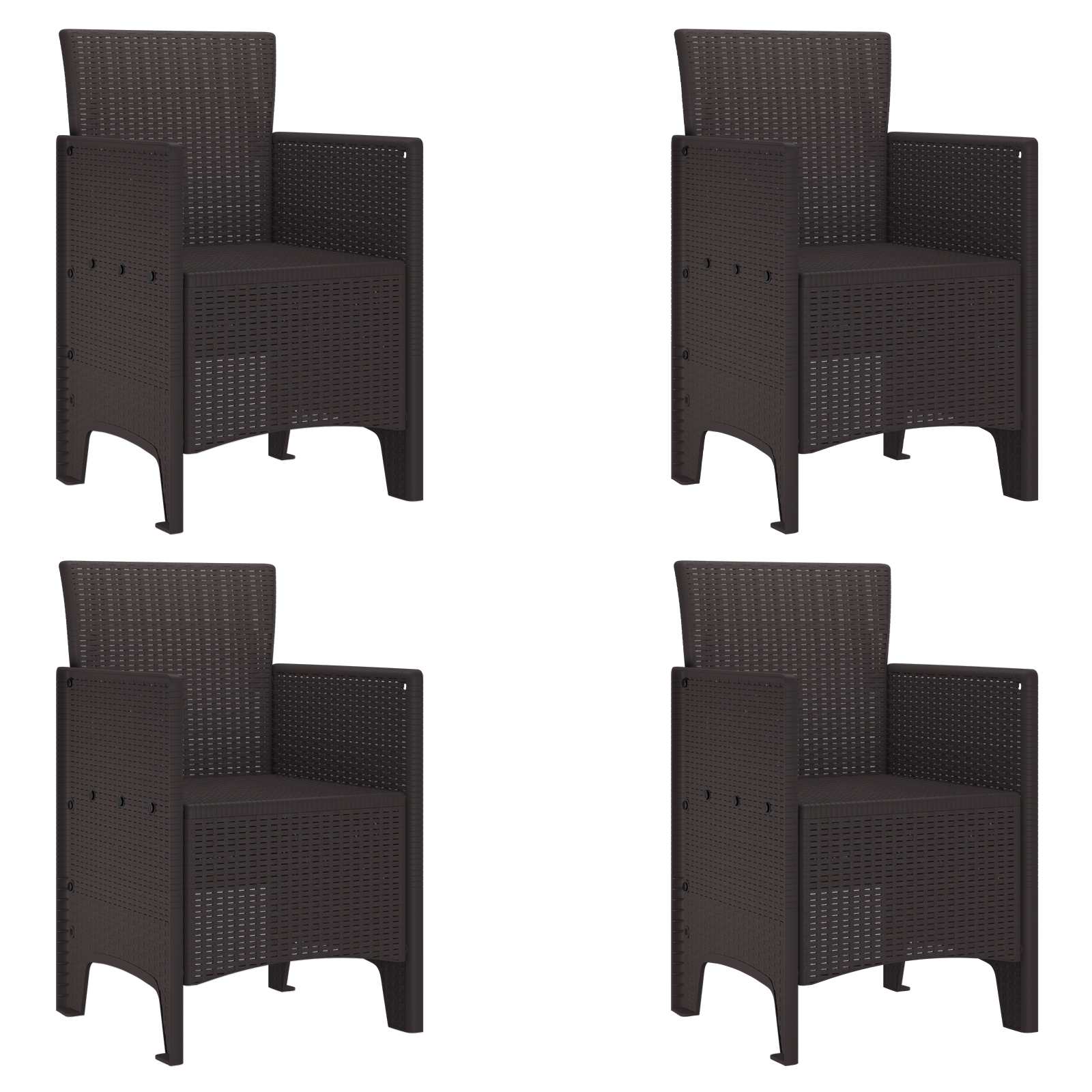 Gartenstuhl mit Kissen 4 pcs Braun 53 x 49 x 85 cm Polypropylen