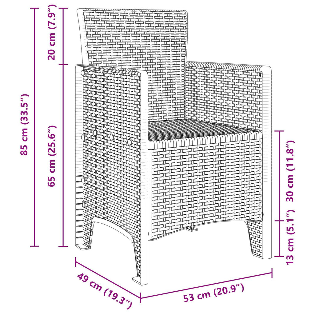 Gartenstuhl mit Kissen 4 pcs Braun 53 x 49 x 85 cm Polypropylen