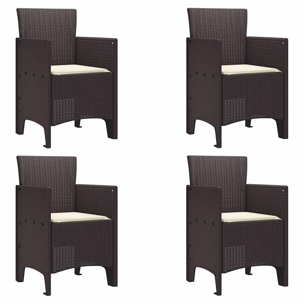 Gartenstuhl mit Kissen 4 pcs Braun 53 x 49 x 85 cm Polypropylen