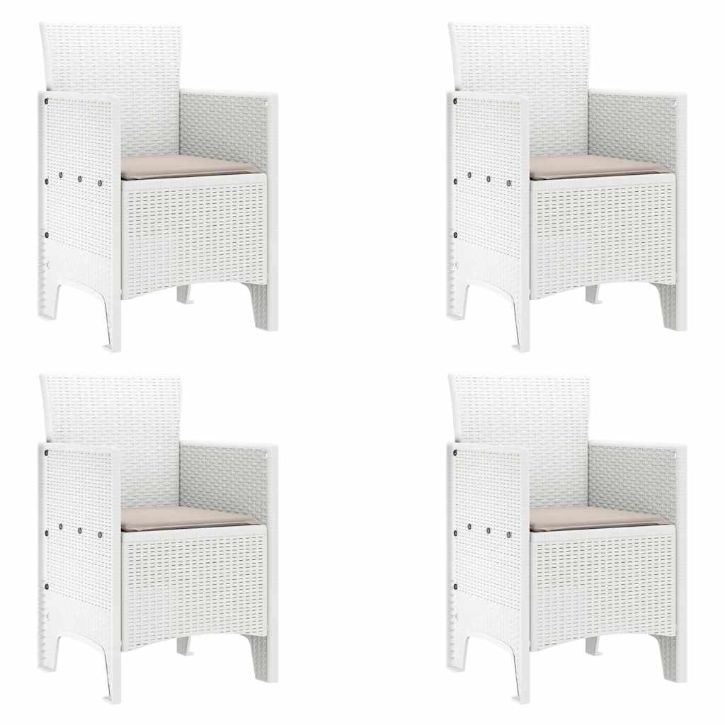 Gartenstuhl mit Kissen 4 pcs Weiß 53 x 49 x 85 cm Polypropylen