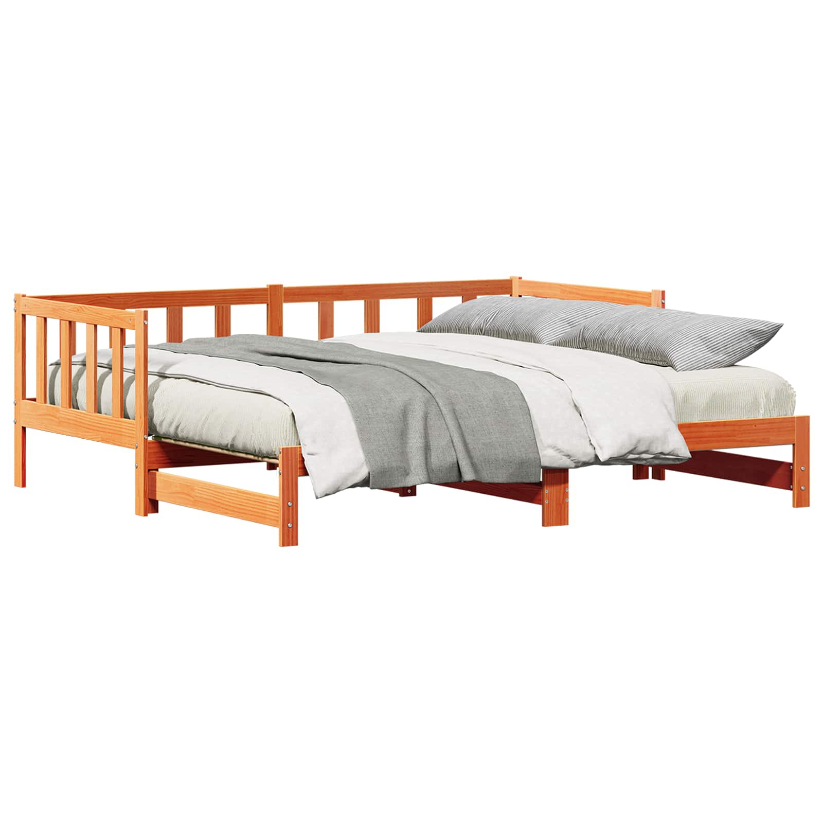 Ausziehbares Tagesbett Wachsbraun 203,5 x 164 x 66 cm