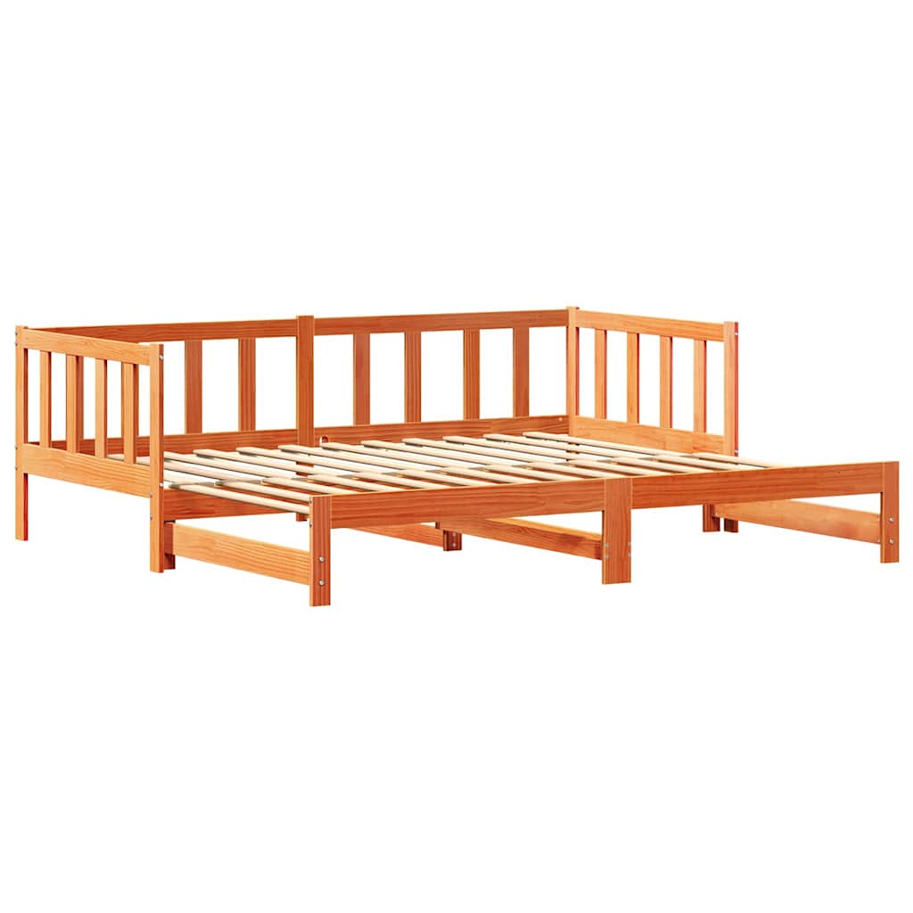 Ausziehbares Tagesbett Wachsbraun 203,5 x 164 x 66 cm