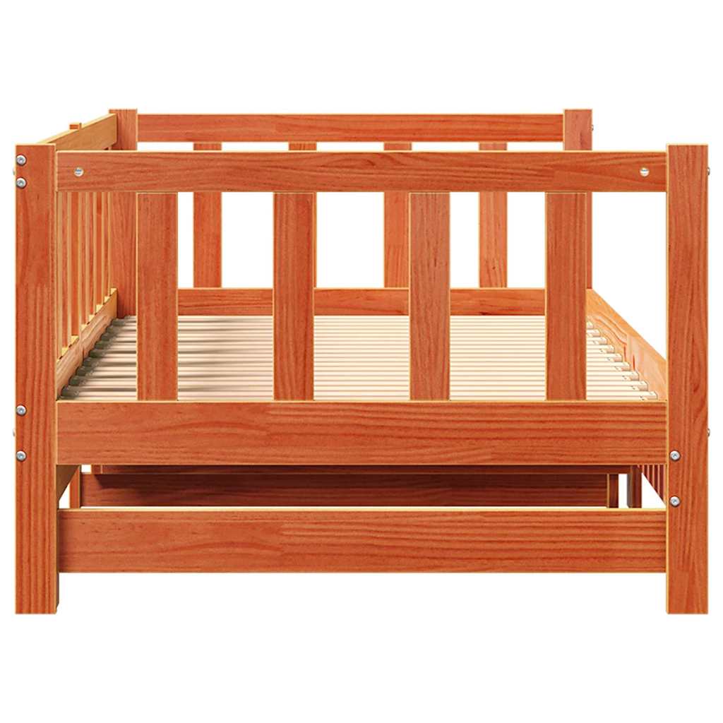 Ausziehbares Tagesbett Wachsbraun 203,5 x 164 x 66 cm