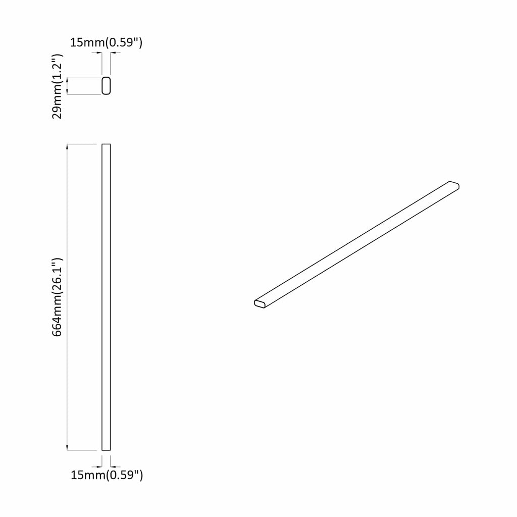 Kleiderstange 12 pcs Silber 664 x 15 x 29 mm Aluminiumlegierung