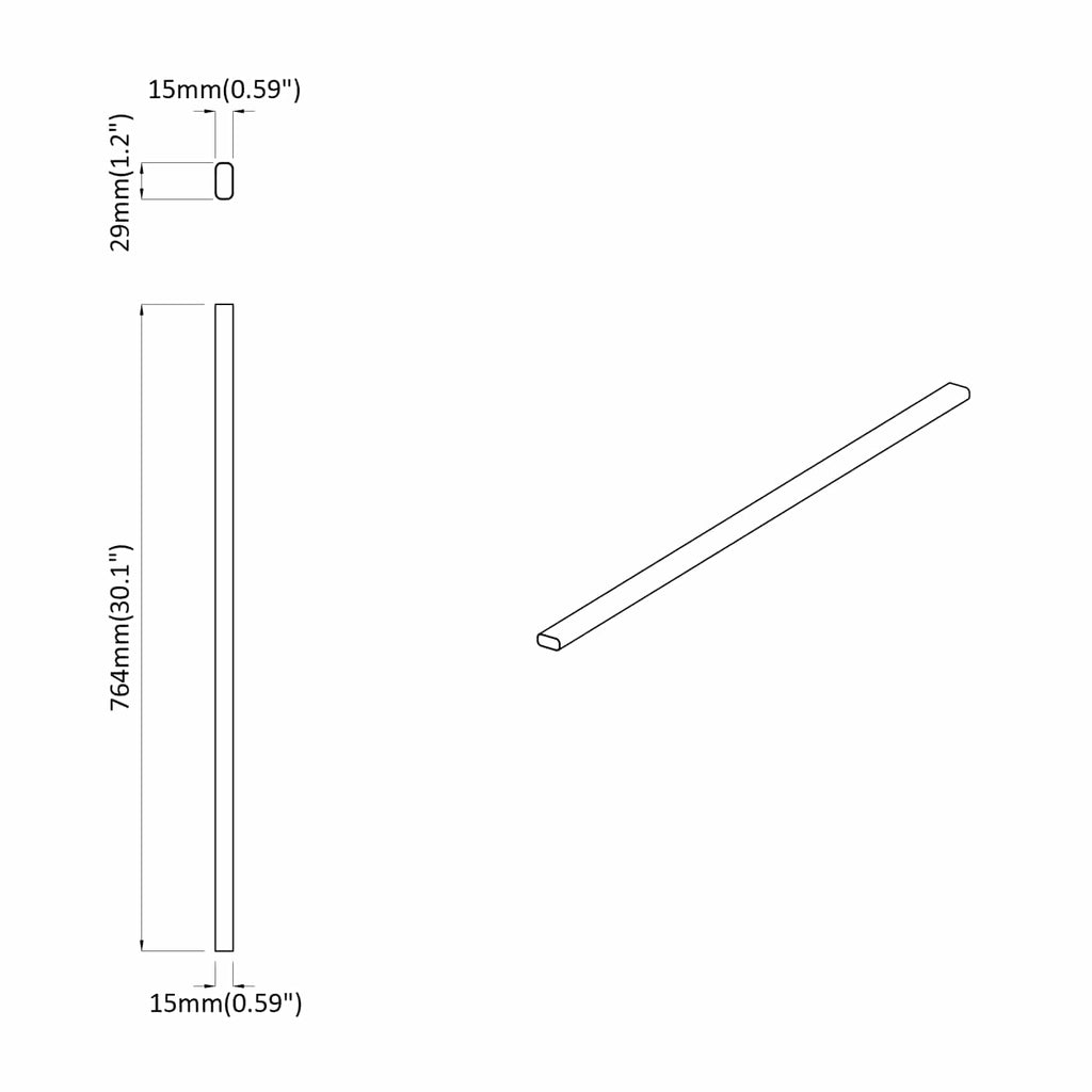 Kleiderstange 12 pcs Silber 764 x 15 x 29 mm Aluminiumlegierung