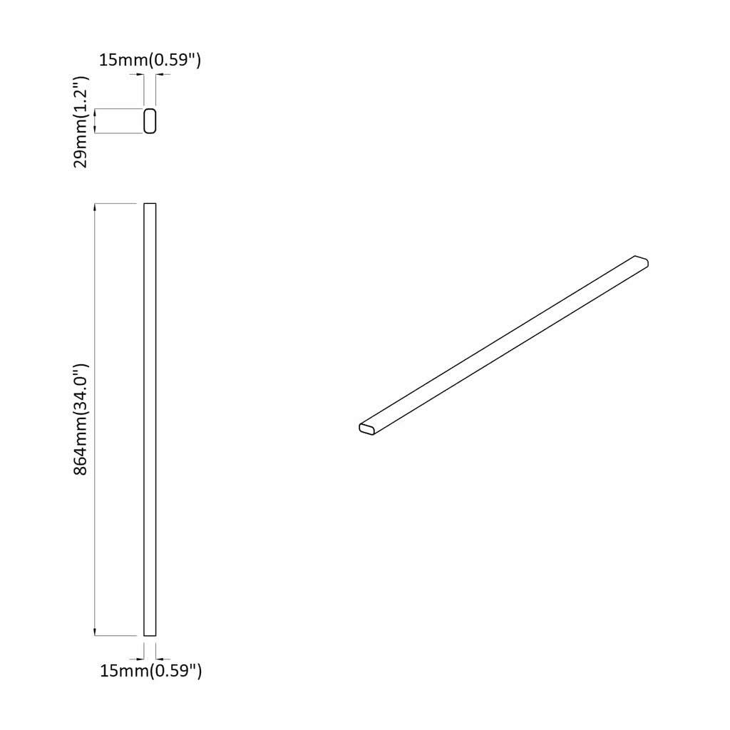 Kleiderstange 12 pcs Silber 864 x 15 x 29 mm Aluminiumlegierung