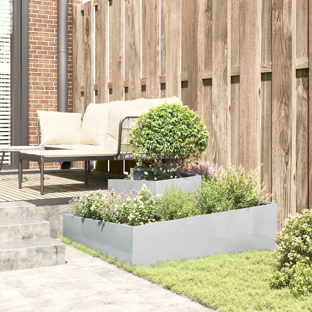 Garten-Pflanzgefäß Silber 100 x 100 x 50 cm Verzinkter Stahl