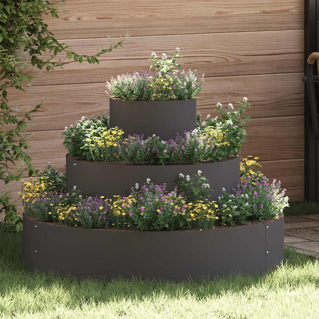 Garten-Pflanzgefäß Schwarz 90 x 90 x 20 cm Kaltgewalzter Stahl