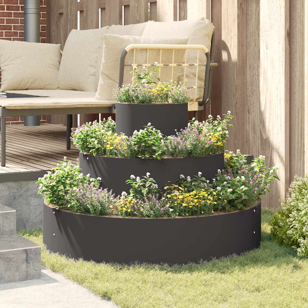 Garten-Pflanzgefäß Schwarz 90 x 90 x 20 cm Kaltgewalzter Stahl