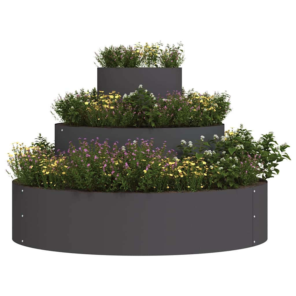 Garten-Pflanzgefäß Schwarz 90 x 90 x 20 cm Kaltgewalzter Stahl