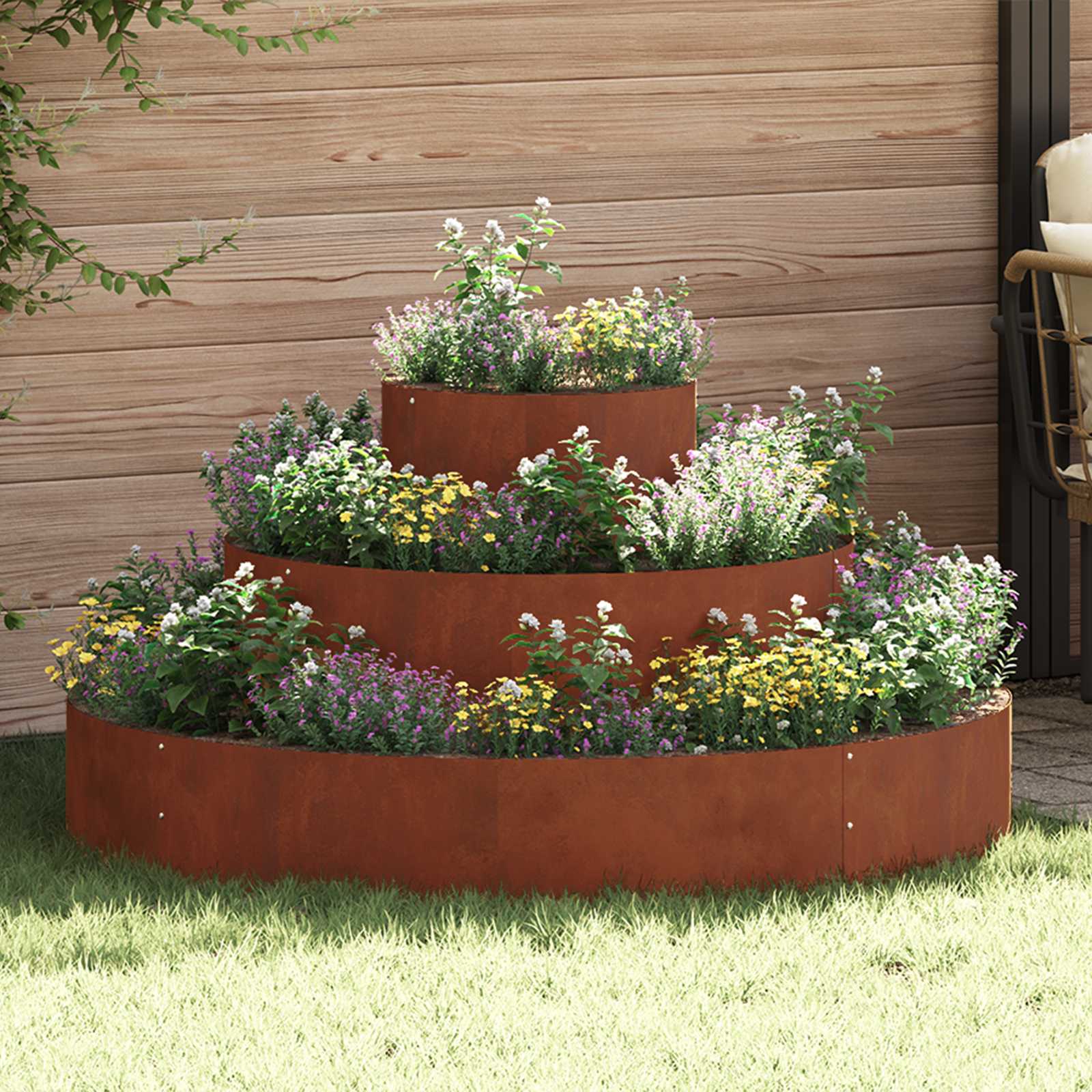 Garten-Pflanzgefäß Braun 120 x 120 x 20 cm Wetterfeststahl