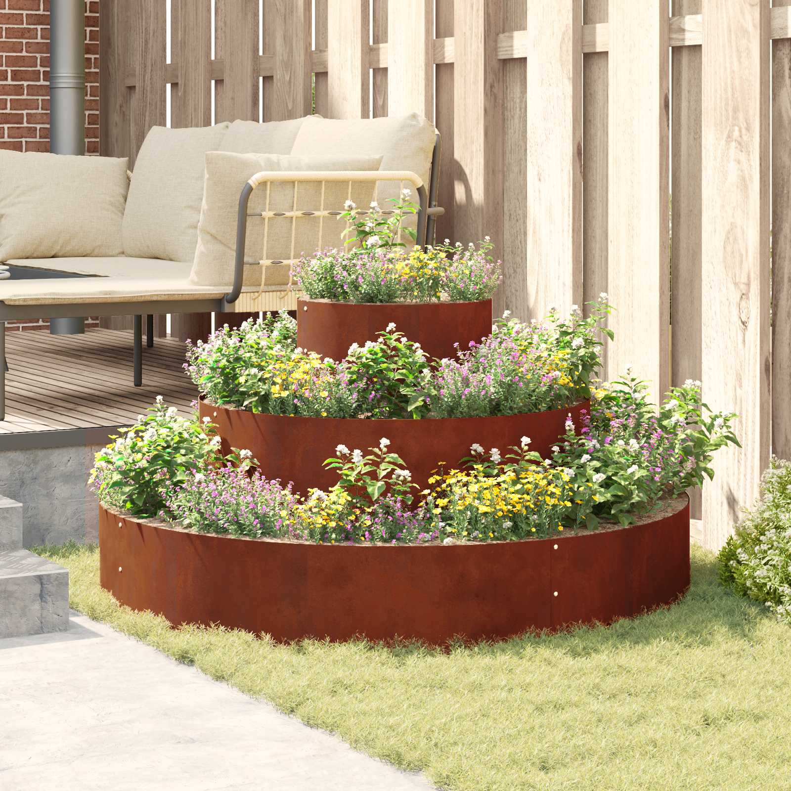 Garten-Pflanzgefäß Braun 120 x 120 x 20 cm Wetterfeststahl