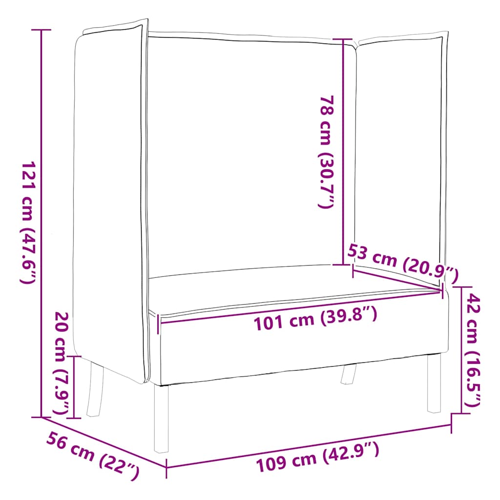Hoher Rücken Sofa 101cm Hellgelb Stoff