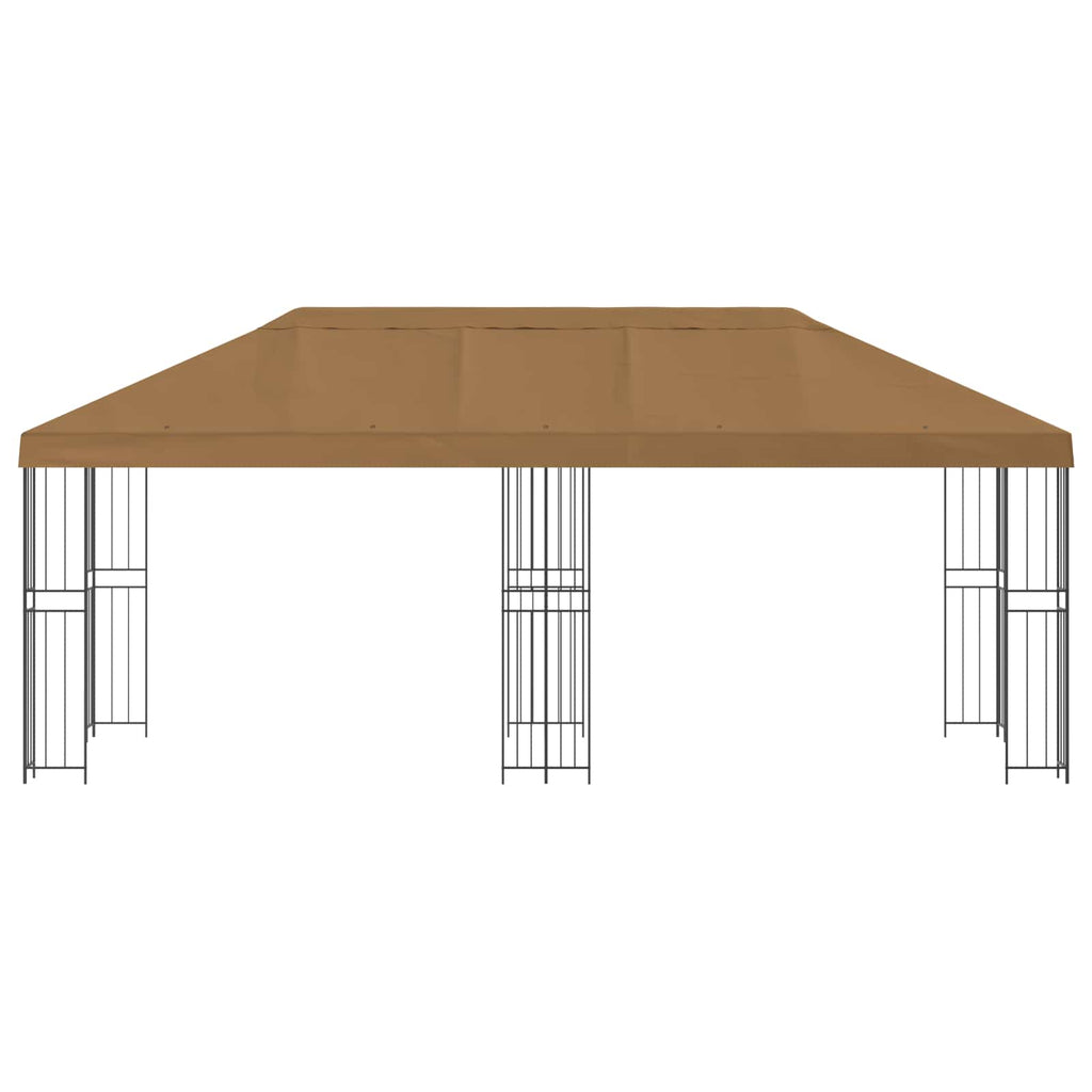 Pavillon mit Seitenwänden 6 x 3 m Beige Polyester und Stahl 190