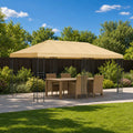 Pavillon mit Seitenwänden 6 x 3 m Creme Polyester und Stahl 190