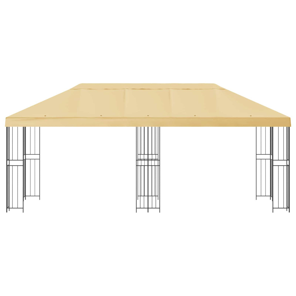 Pavillon mit Seitenwänden 6 x 3 m Creme Polyester und Stahl 190