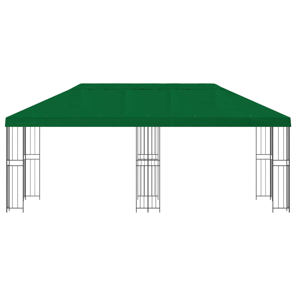 Pavillon mit Seitenwänden 6 x 3 m Grün Polyester und Stahl 190