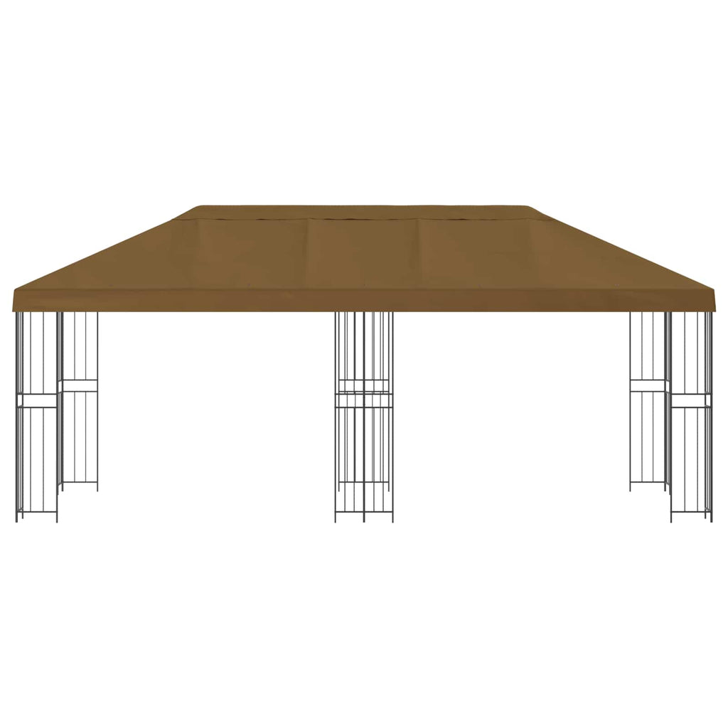 Pavillon mit Seitenwänden 6 x 3 m Taupe Polyester und Stahl 190