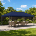 Pavillon mit Seitenwänden 6 x 3 m Blau Polyester und Stahl 190