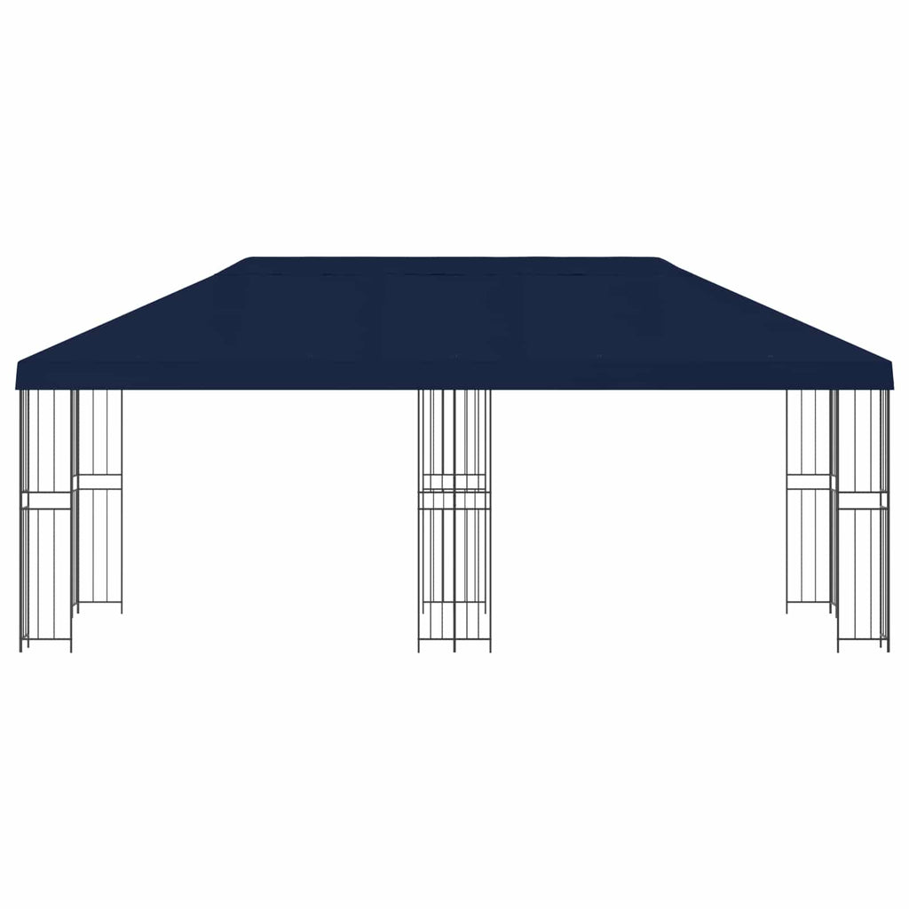 Pavillon mit Seitenwänden 6 x 3 m Blau Polyester und Stahl 190
