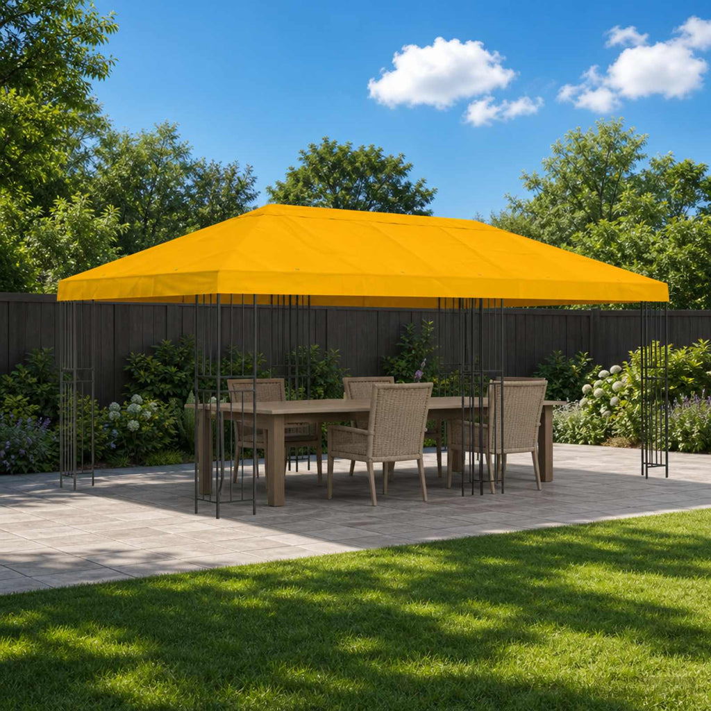 Pavillon mit Seitenwänden 6 x 3 m Gelb Polyester und Stahl 190