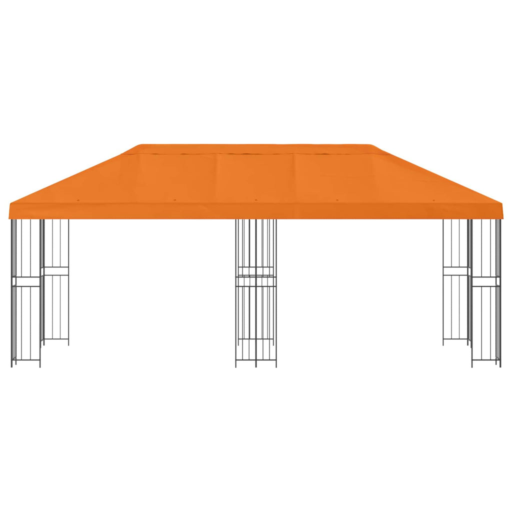 Pavillon mit Seitenwänden 6 x 3 m Orange Polyester und Stahl