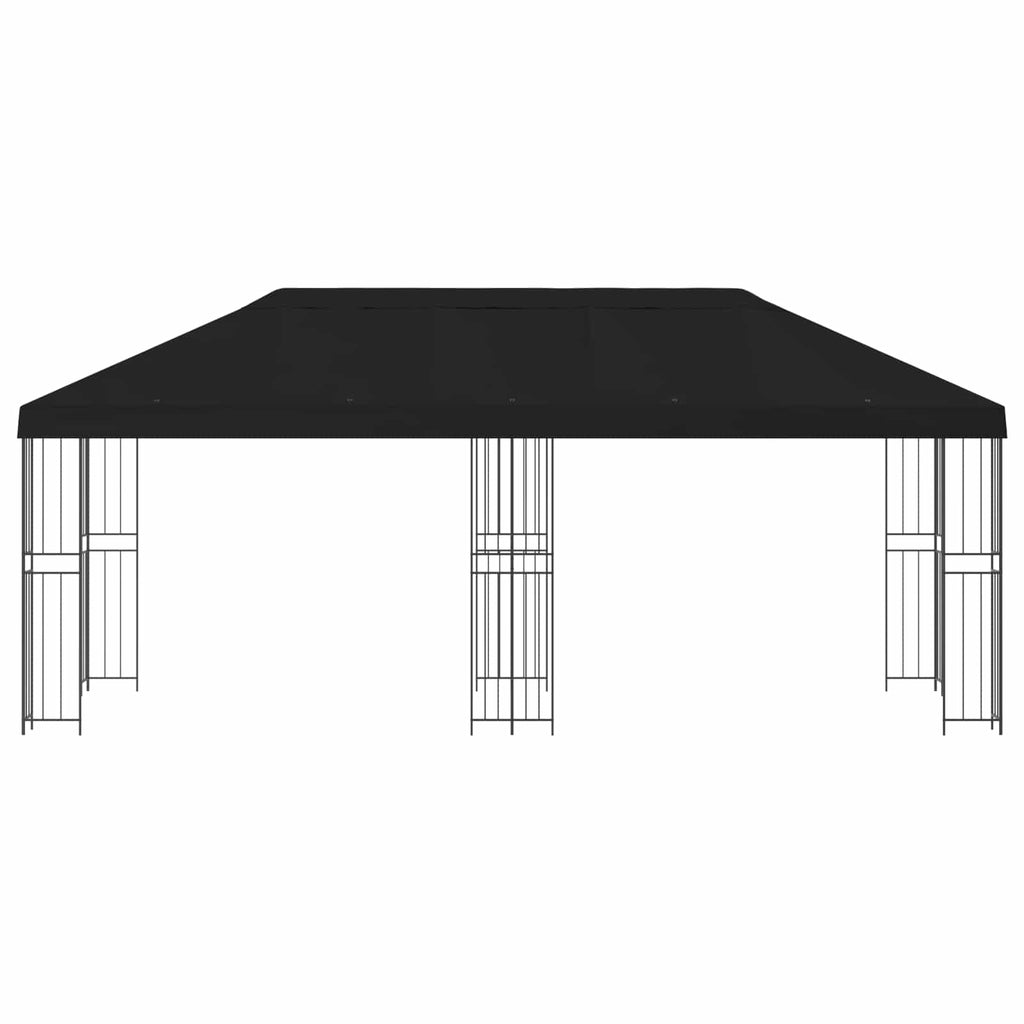 Pavillon mit Seitenwänden 6 x 3 m Schwarz Polyester und Stahl
